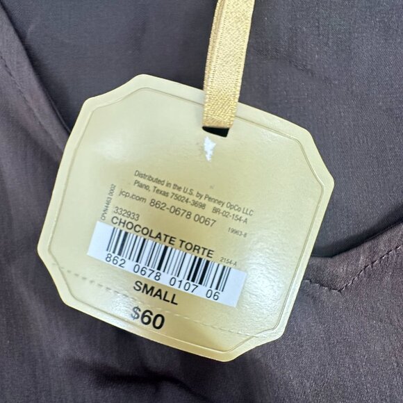 NEW Ryegrass Silky Top Brown Lace Sleeves Round Neck $60 Small Blouse Semi-sheer - Picture 2 of 10